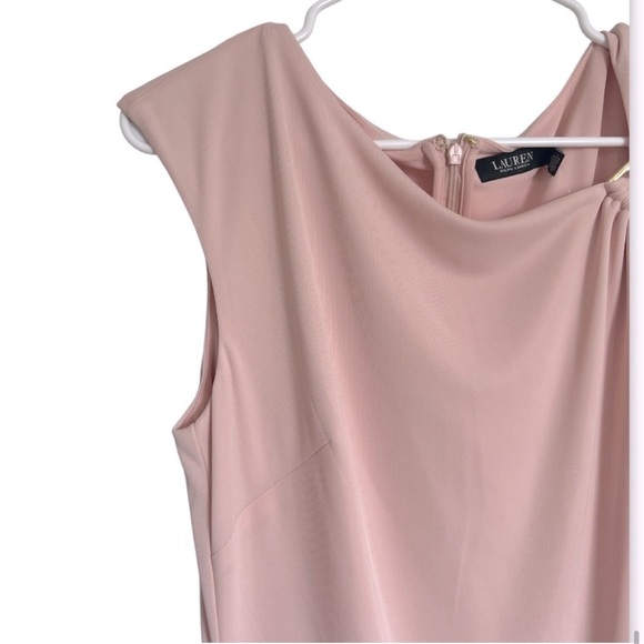 Lauren Ralph Lauren Asymmetrical Jersey Dress in Blush Pink - Picture 9 of 12
